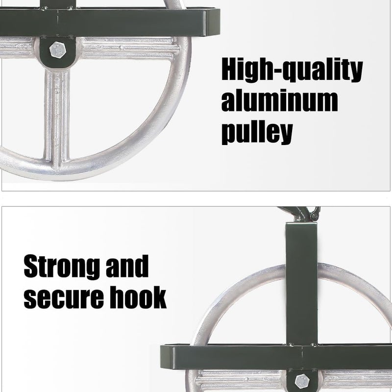 POPMOON Scaffold Hoist Pulley 12" Scaffolding Wheels Aluminum Pulley Wheel 1000lbs Ladder Hooks Pulleys for Lifting with Rope - Image 5